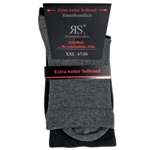 Tenké bavlnené zdravotné ponožky RS, čierne a šedé