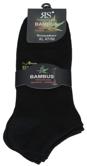 Čierne bambusové elastické sneaker krátke ponožky, 47-50, RS