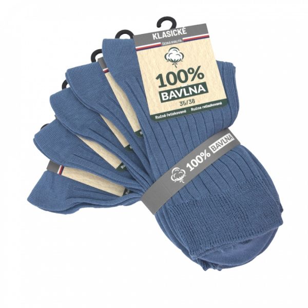 Bavlnené ponožky, 100% bavlna, klasické, 47-50 modré