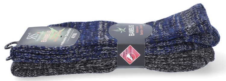 Teplé bambusové ponožky, 47-50, modrá/ čierna
