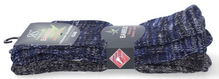Teplé bambusové ponožky, 43-46, modrá/ čierna