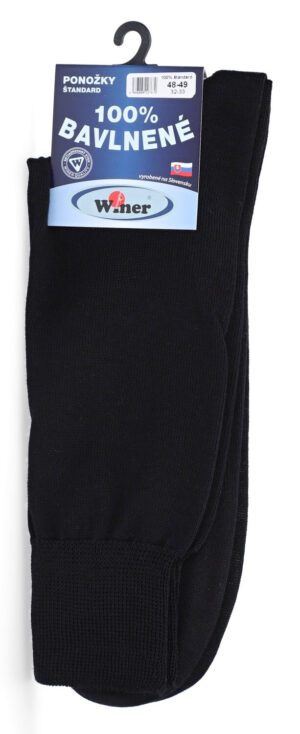 Tenké štandard ponožky, 100% bavlna, 48-49, čierne, WINER
