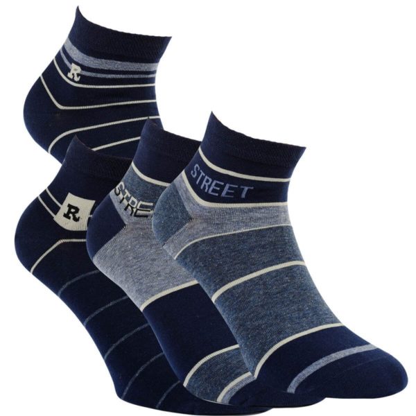 Bavlnené členkové ponožky, 47-50 modré mix