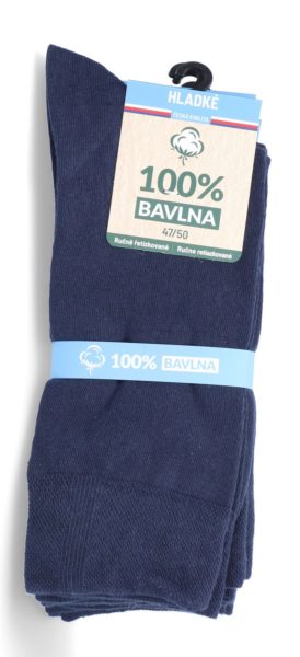 100% bavlnené ponožky, hladké, 47-50, modré
