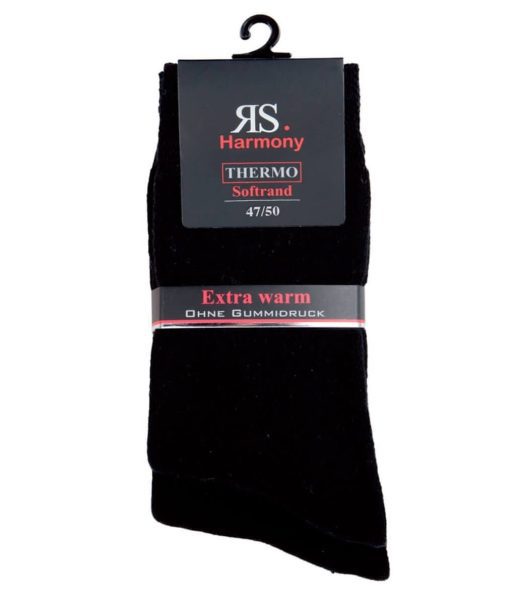Bavlnené termo froté ponožky, 47-50, čierne