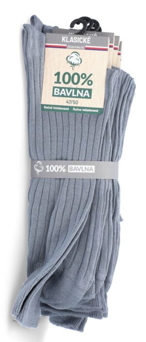 Sivé bavlnené ponožky, 100% bavlna, klasické, 47-50