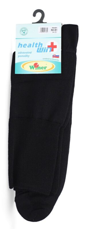 Bavlnené kvalitné zdravotné ponožky, 50-51, čierne