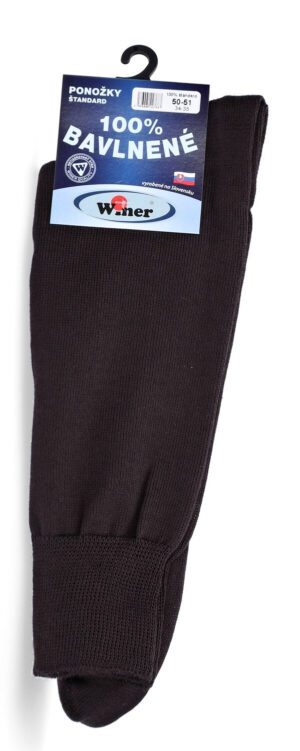 Hladké štandard ponožky, 100% bavlna, 50-51, hnedé, WINER