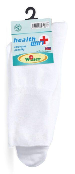 Bavlnené kvalitné zdravotné ponožky, 45-47, biele Winer