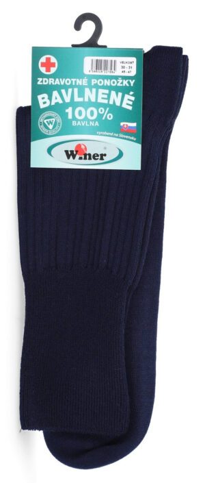 Zdravotné ponožky, 100% bavlna, 45-47, modré Winer