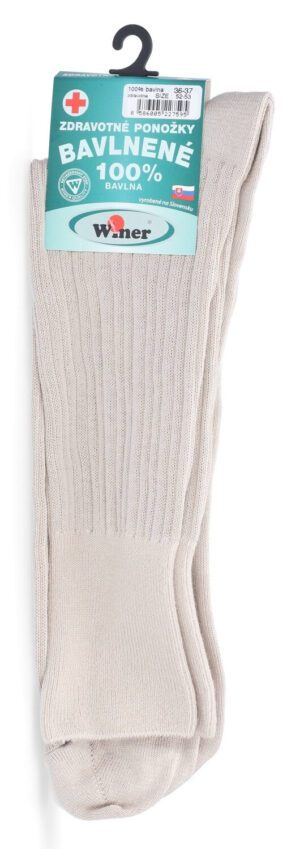 Zdravotné ponožky, 100% bavlna, 52-53, béžové
